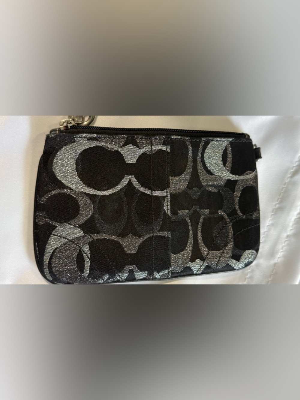 Coach Black & Silver Signature Wristlet - Picture 2 of 6